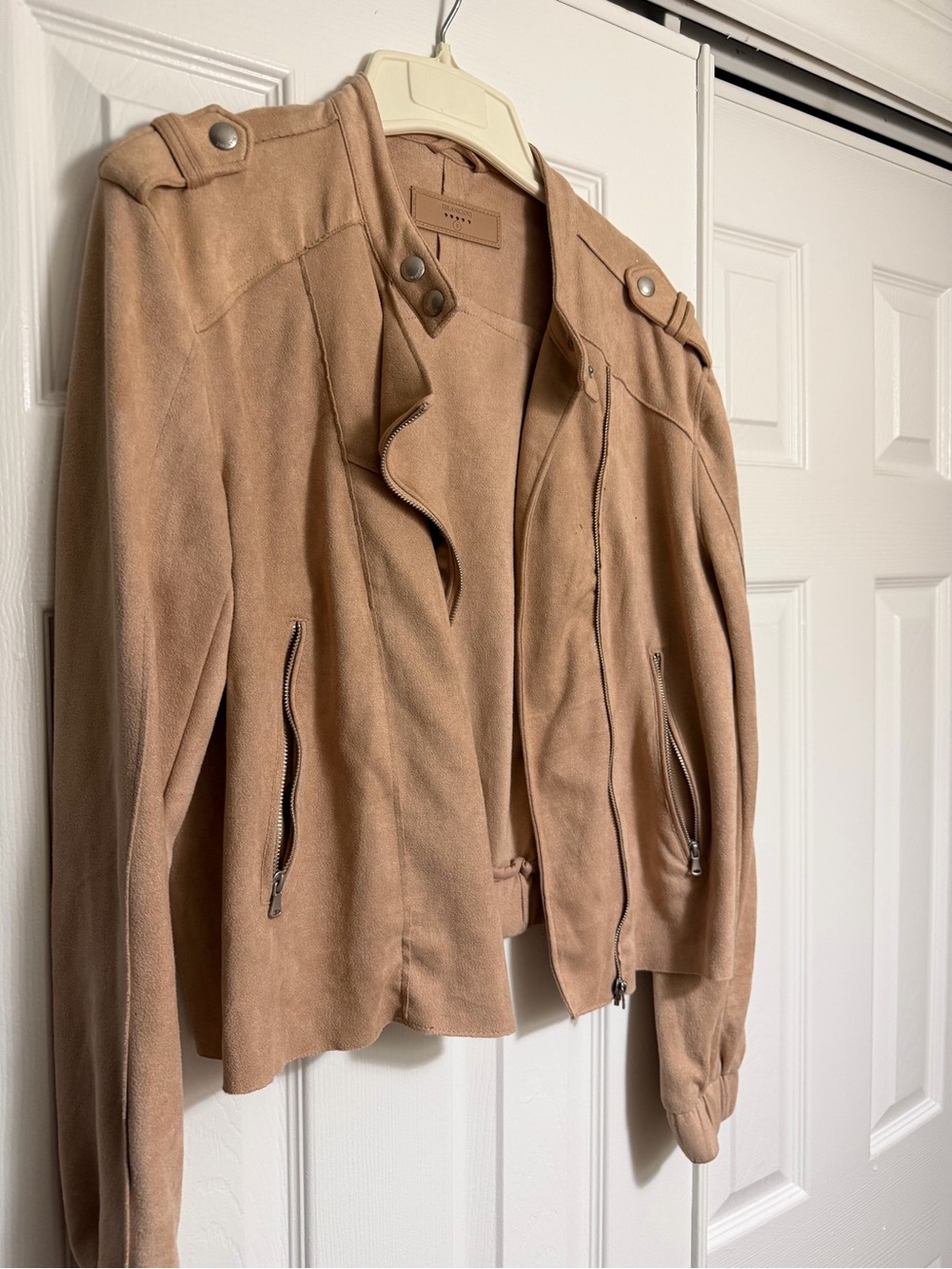 Blank NYC Suede Moto Jacket - Beige/Tan